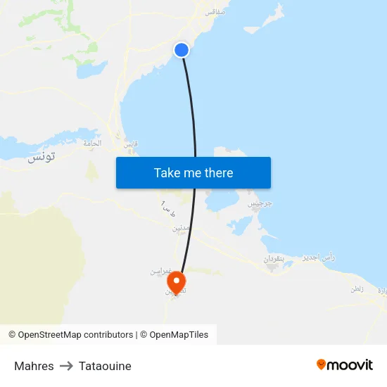 Mahres to Tataouine map