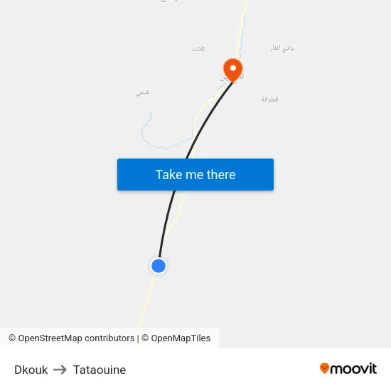 Dkouk to Tataouine map