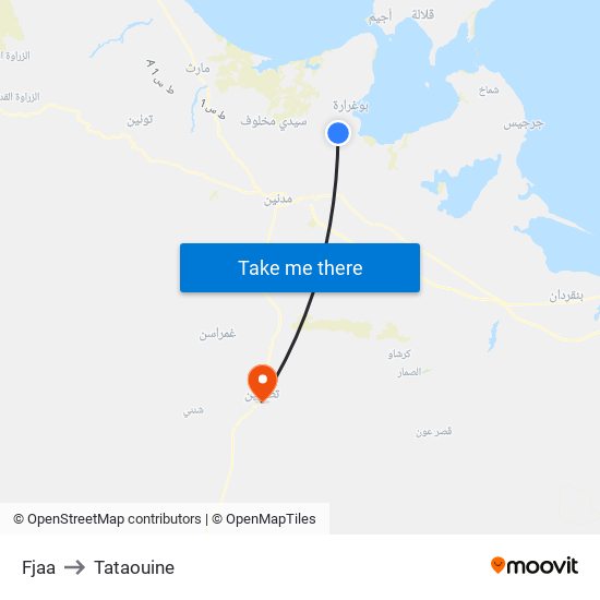 Fjaa to Tataouine map