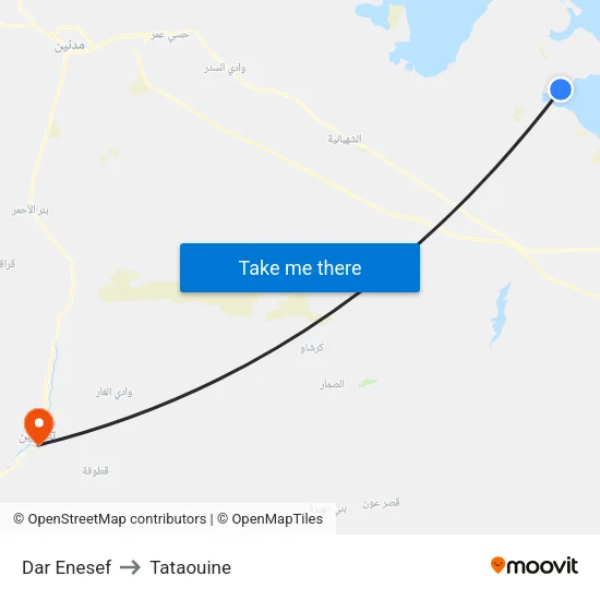 Dar Enesef to Tataouine map