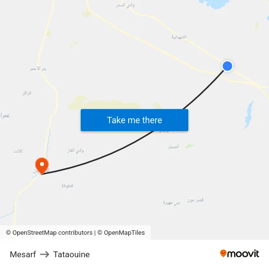 Mesarf to Tataouine map