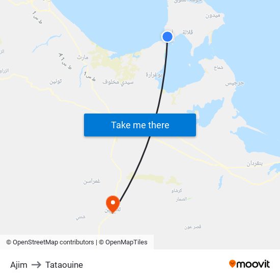 Ajim to Tataouine map