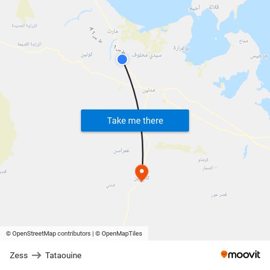 Zess to Tataouine map