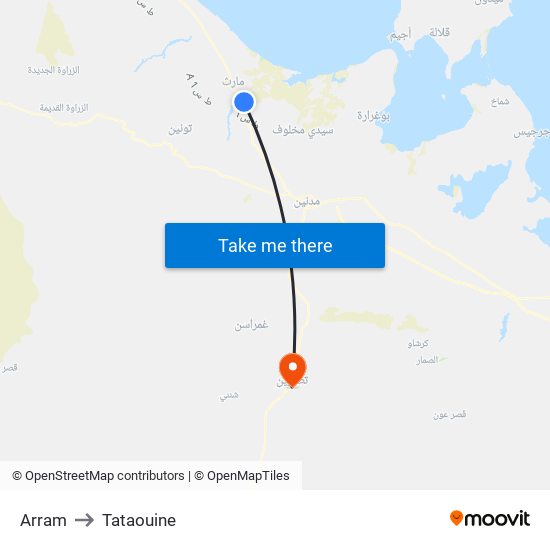 Arram to Tataouine map