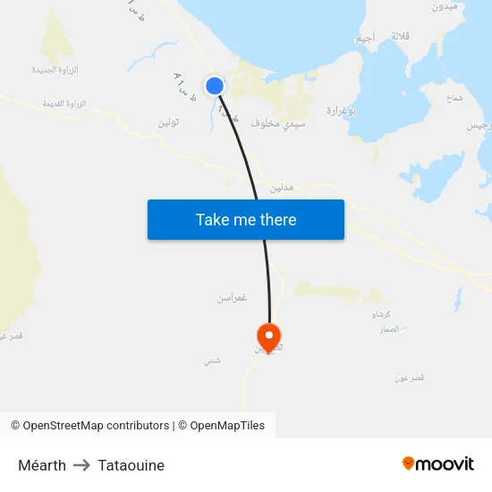 Méarth to Tataouine map