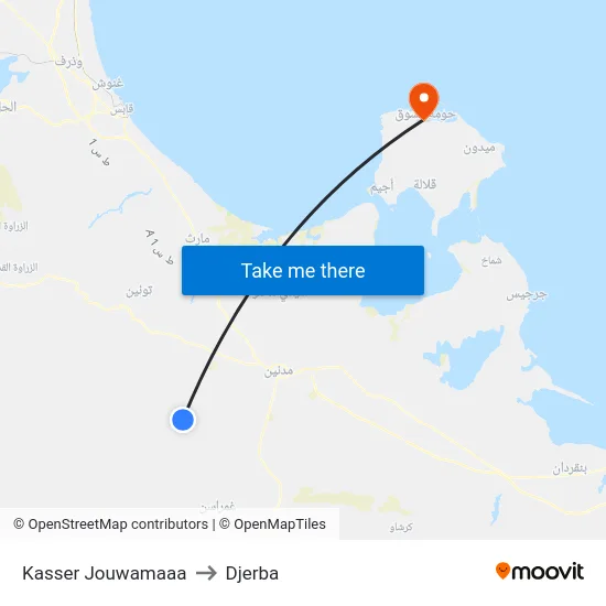 Kasser Jouwamaaa to Djerba map