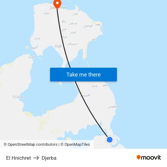 El Hnichret to Djerba map