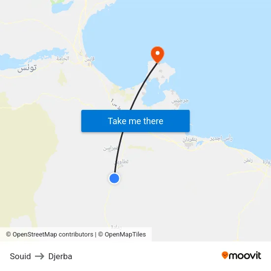 Souid to Djerba map