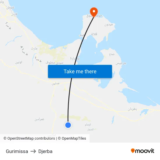 Gurimissa to Djerba map