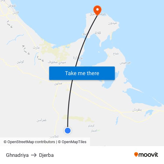 Ghnadriya to Djerba map