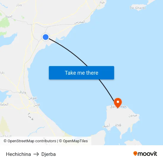 Hechichina to Djerba map