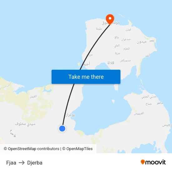 Fjaa to Djerba map
