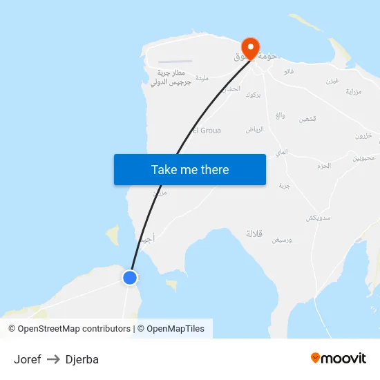 Joref to Djerba map