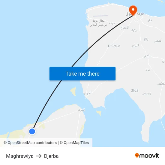 Maghrawiya to Djerba map
