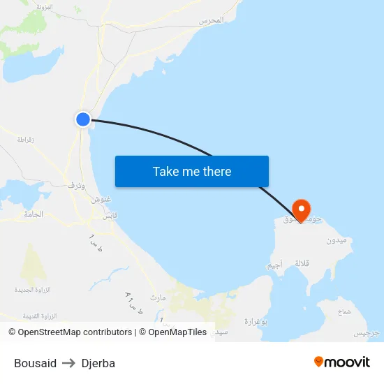 Bousaid to Djerba map