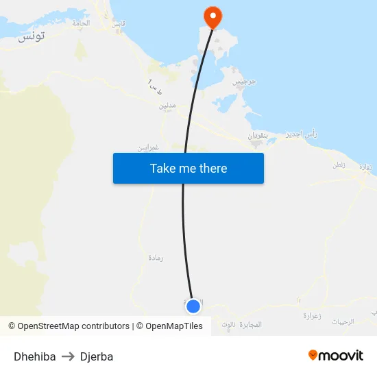 Dhehiba to Djerba map