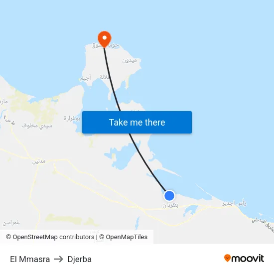 El Mmasra to Djerba map