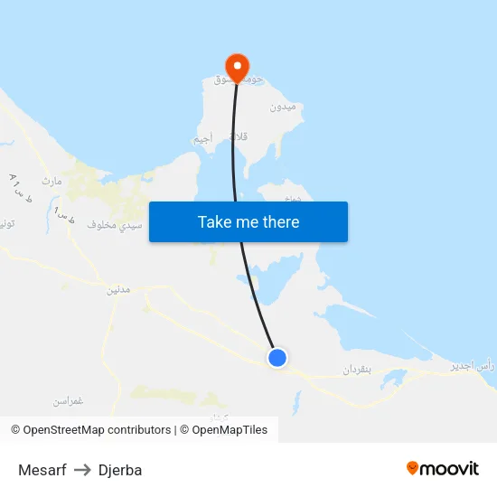 Mesarf to Djerba map