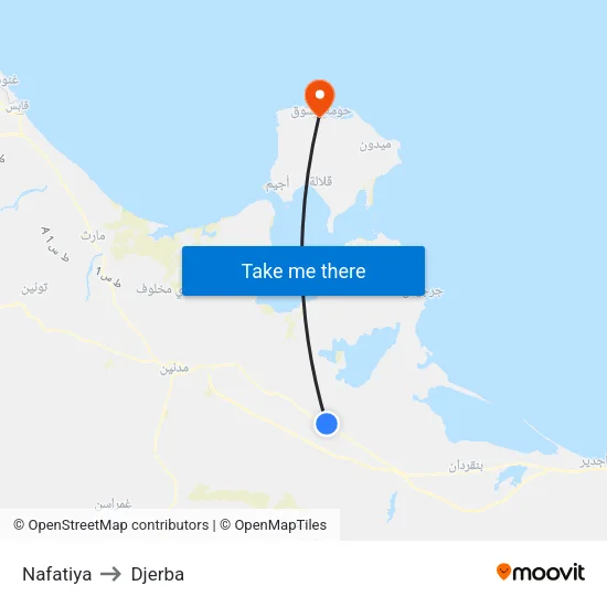 Nafatiya to Djerba map