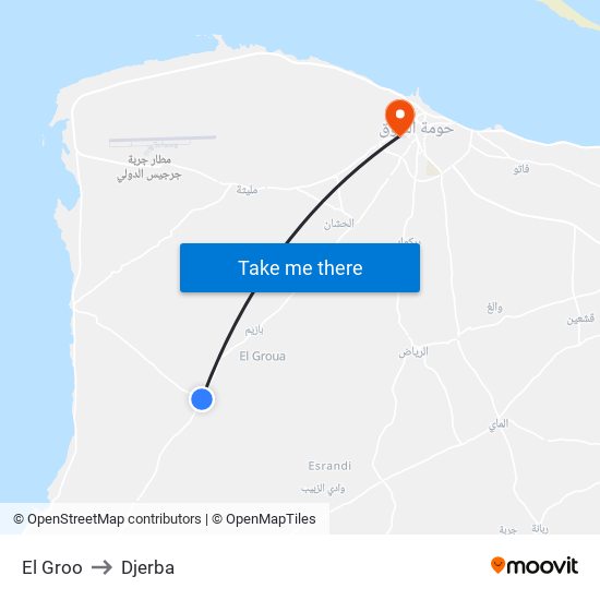 El Groo to Djerba map