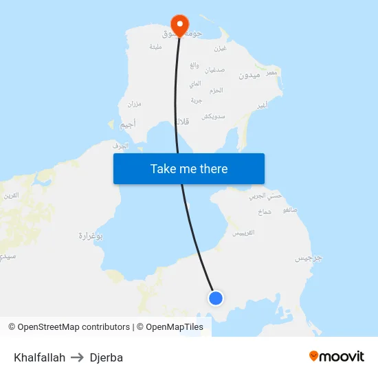 Khalfallah to Djerba map