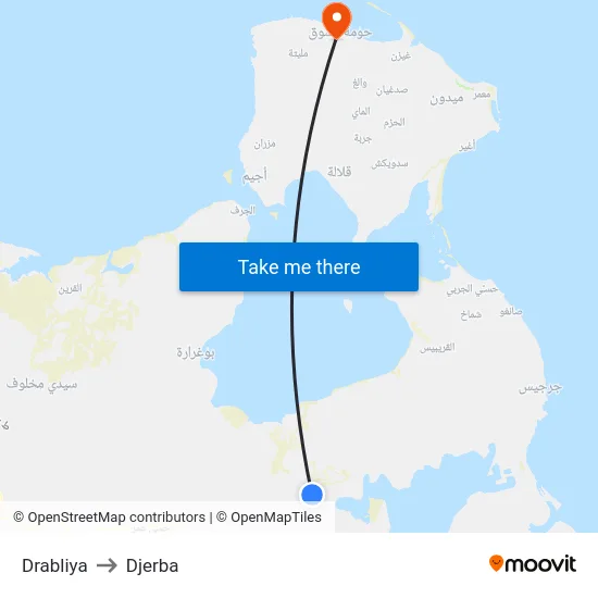 Drabliya to Djerba map