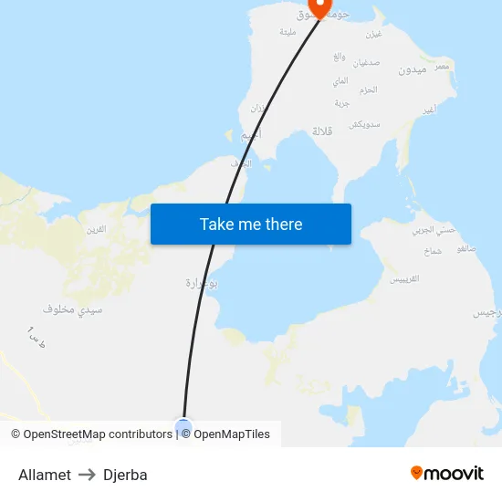 Allamet to Djerba map