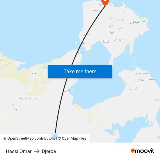 Hessi Omar to Djerba map