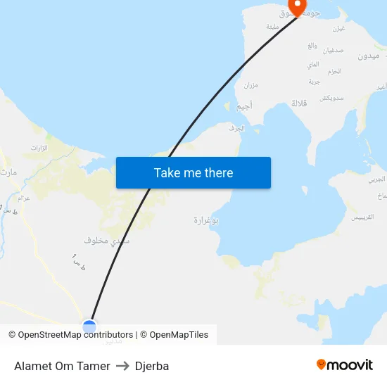 Alamet Om Tamer to Djerba map