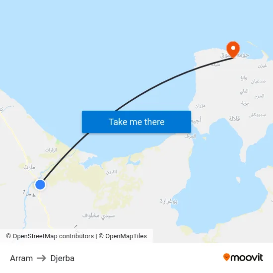Arram to Djerba map