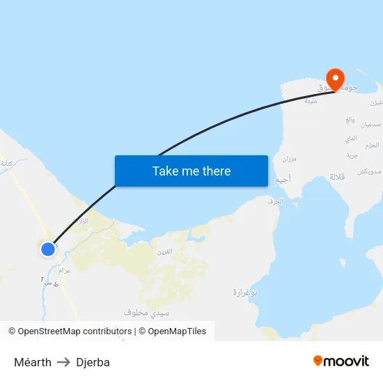 Méarth to Djerba map