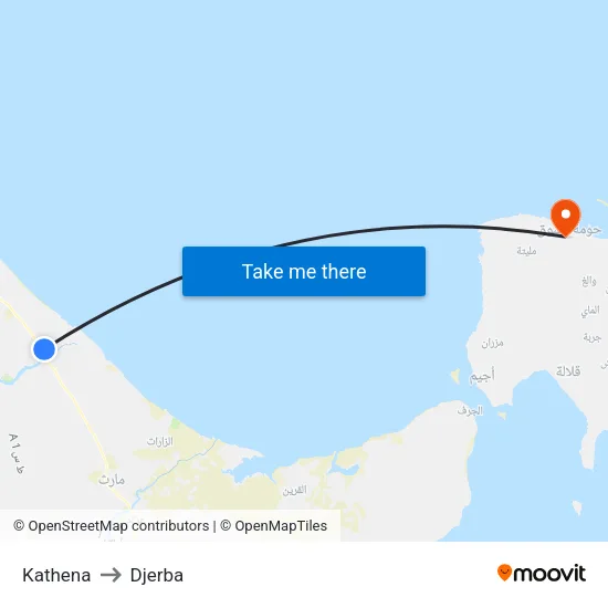 Kathena to Djerba map