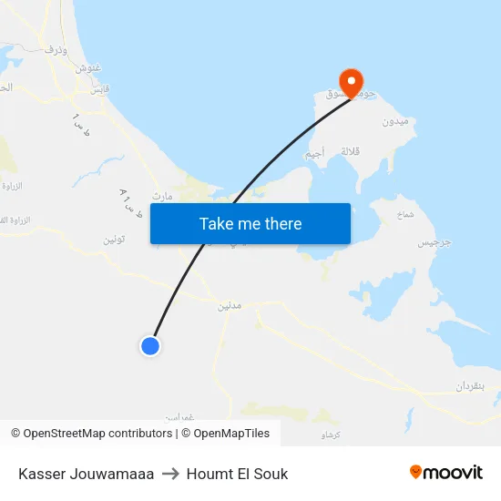 Kasser Jouwamaaa to Houmt El Souk map