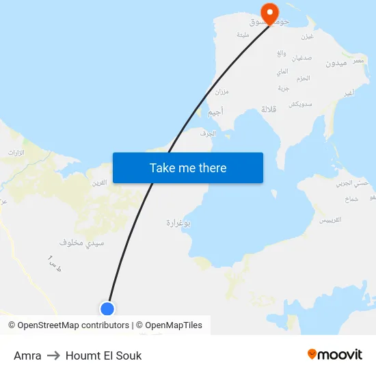 Amra to Houmt El Souk map