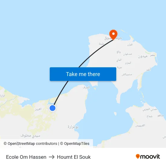 Ecole  Om Hassen to Houmt El Souk map