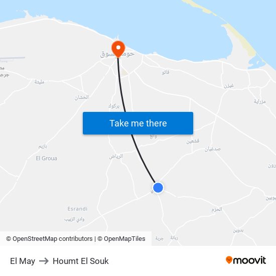 El May to Houmt El Souk map