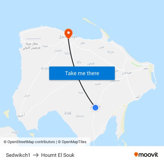 Sedwikch1 to Houmt El Souk map