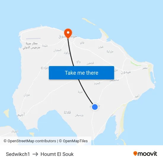 Sedwikch1 to Houmt El Souk map