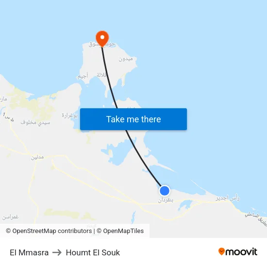El Mmasra to Houmt El Souk map