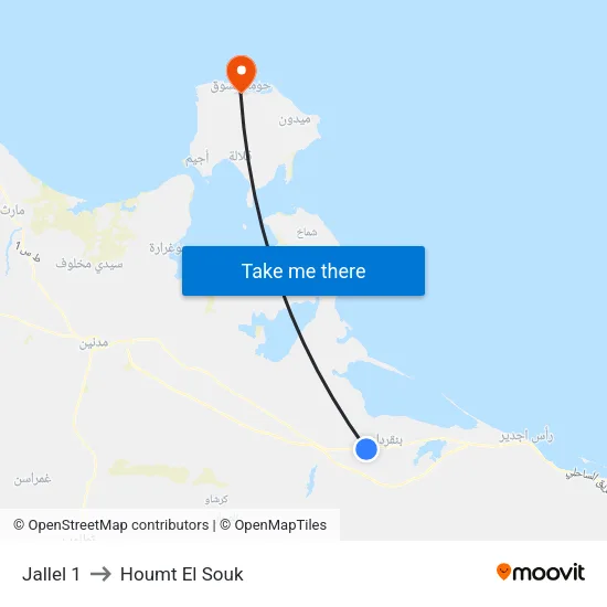Jallel 1 to Houmt El Souk map