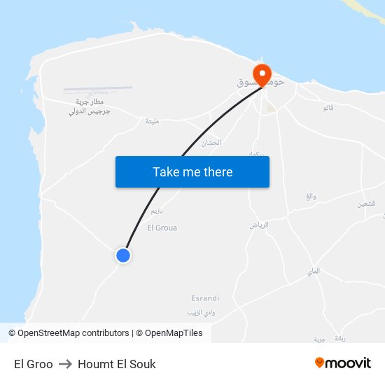 El Groo to Houmt El Souk map