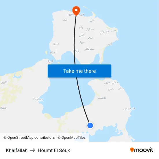Khalfallah to Houmt El Souk map