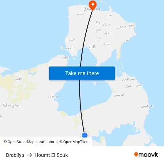 Drabliya to Houmt El Souk map