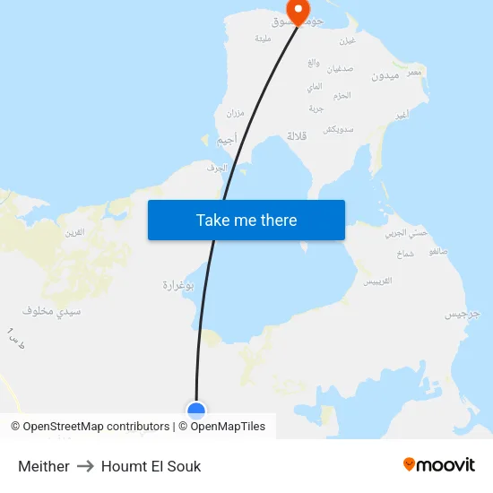Meither to Houmt El Souk map