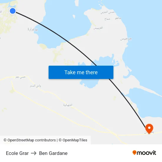 Ecole Grar to Ben Gardane map