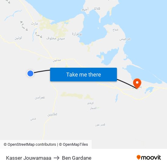 Kasser Jouwamaaa to Ben Gardane map