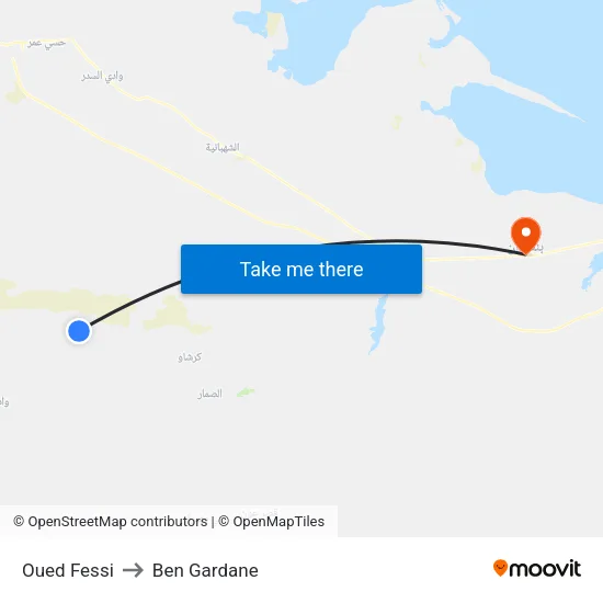 Oued Fessi to Ben Gardane map