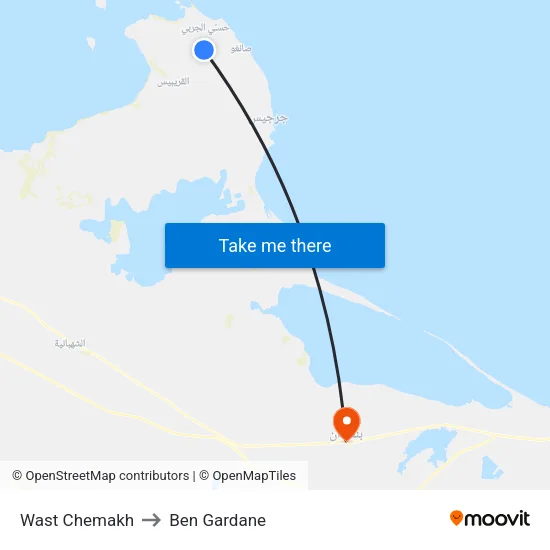 Wast Chemakh to Ben Gardane map