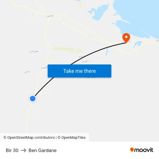 Bir 30 to Ben Gardane map