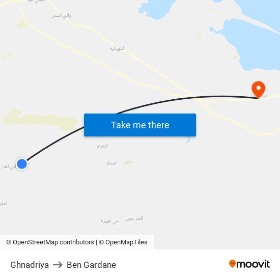 Ghnadriya to Ben Gardane map